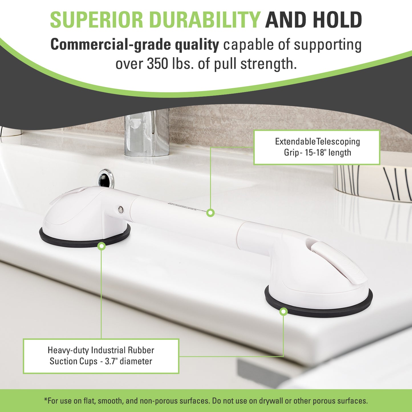 4" Tile Grip Portable Suction Grab Bar