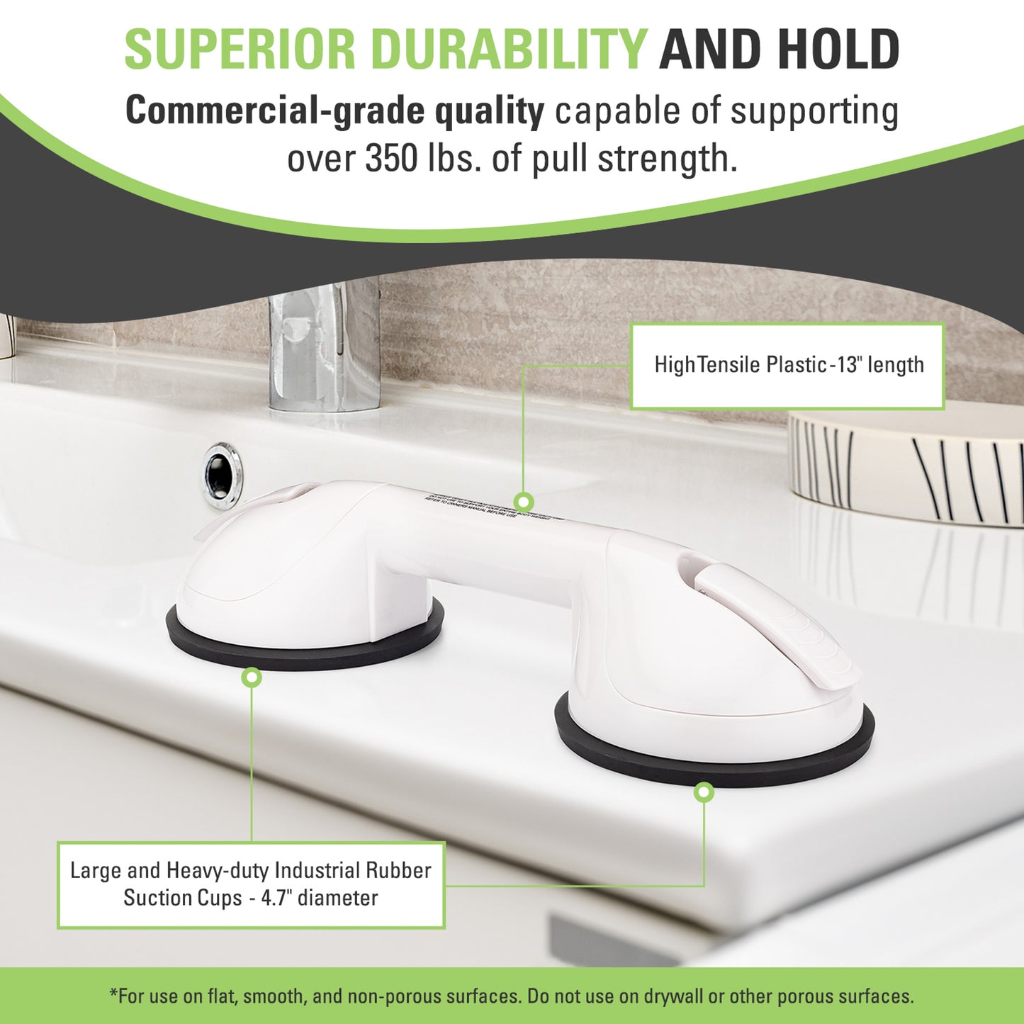 Single Grip Portable Suction Grab Bar