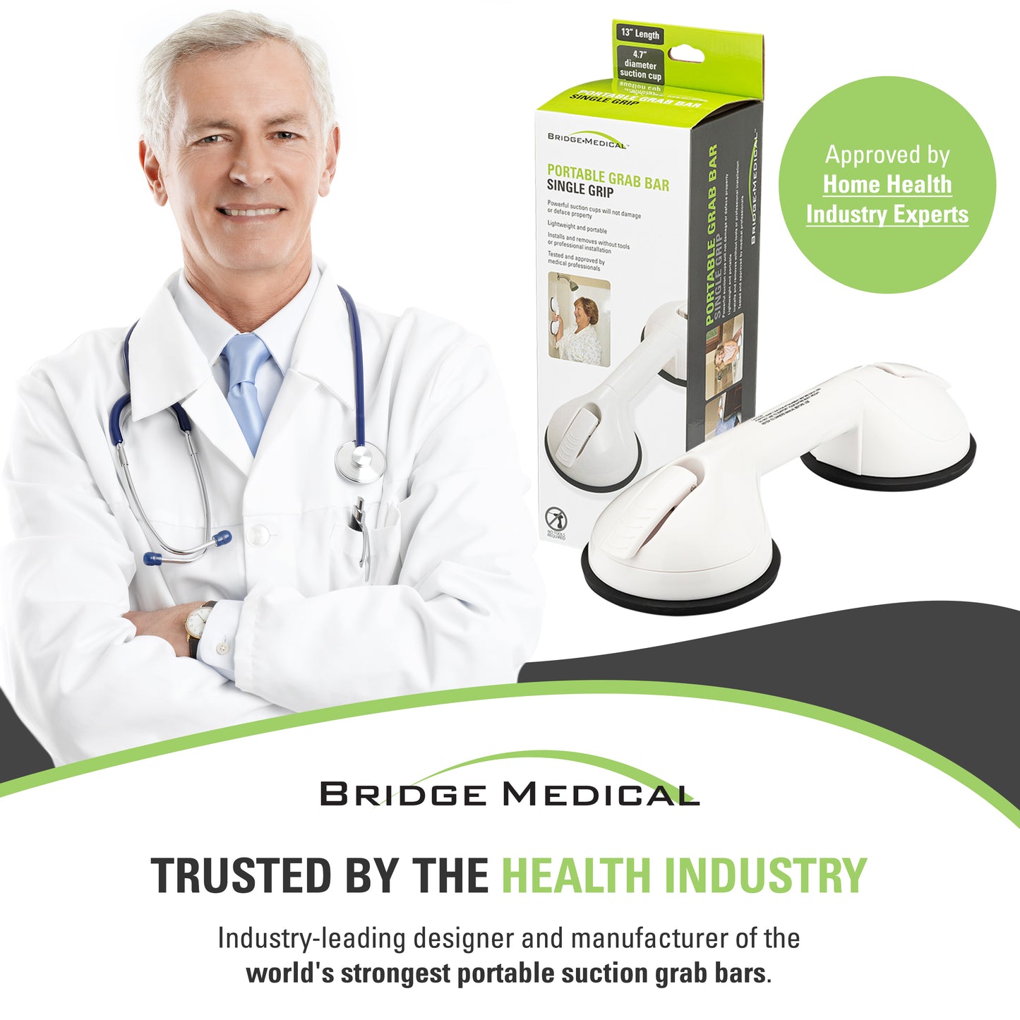 Single Grip Portable Suction Grab Bar