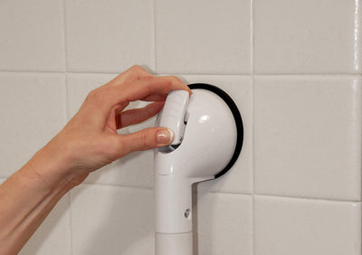 Installing no drill grab bar on 4 inch ceramic shower tile