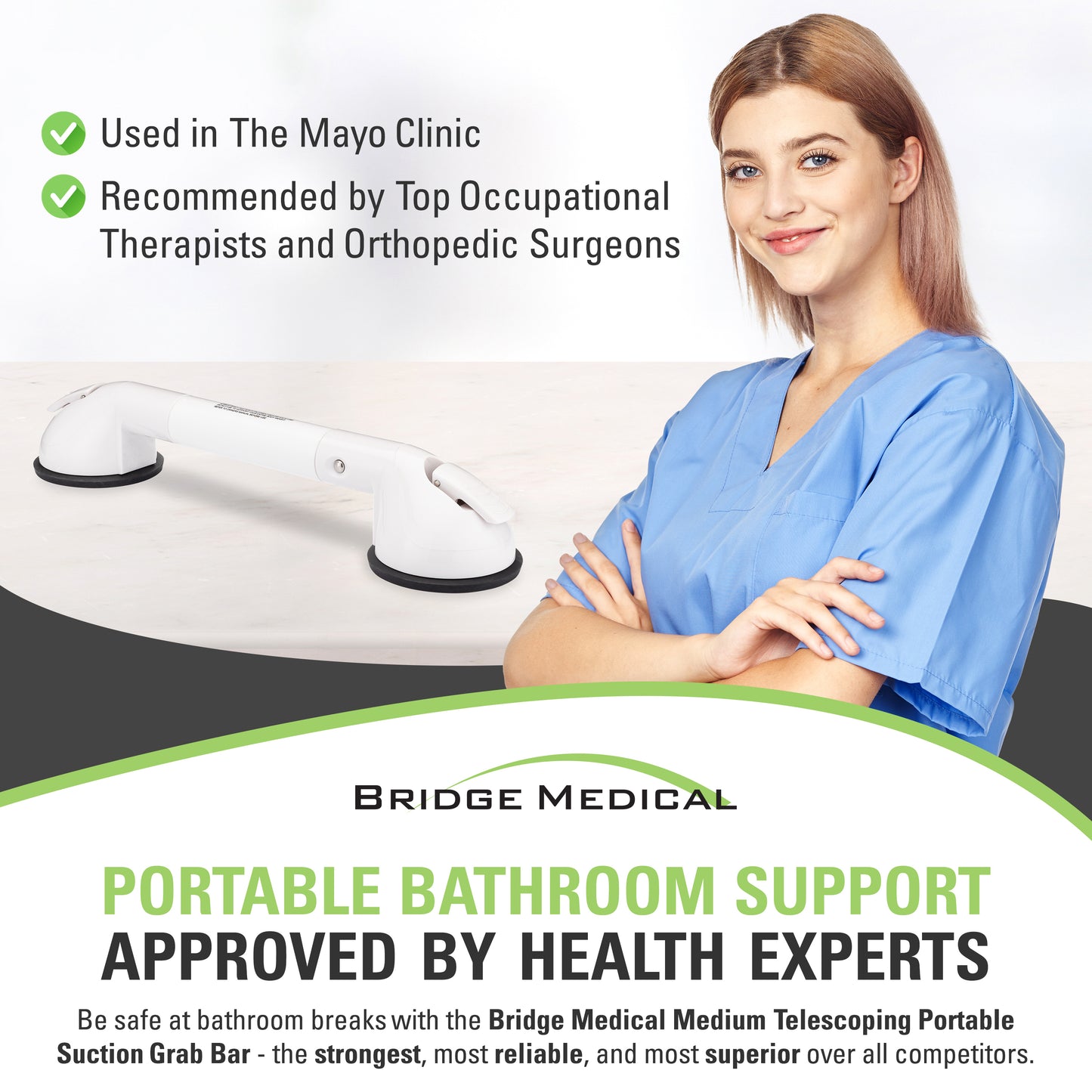 Telescoping Portable Suction Grab Bar