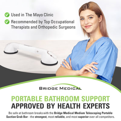 Bridge Medical BC500 Telescoping Suction Shower Grab Bar – No-Drill Bathroom Safety Handle