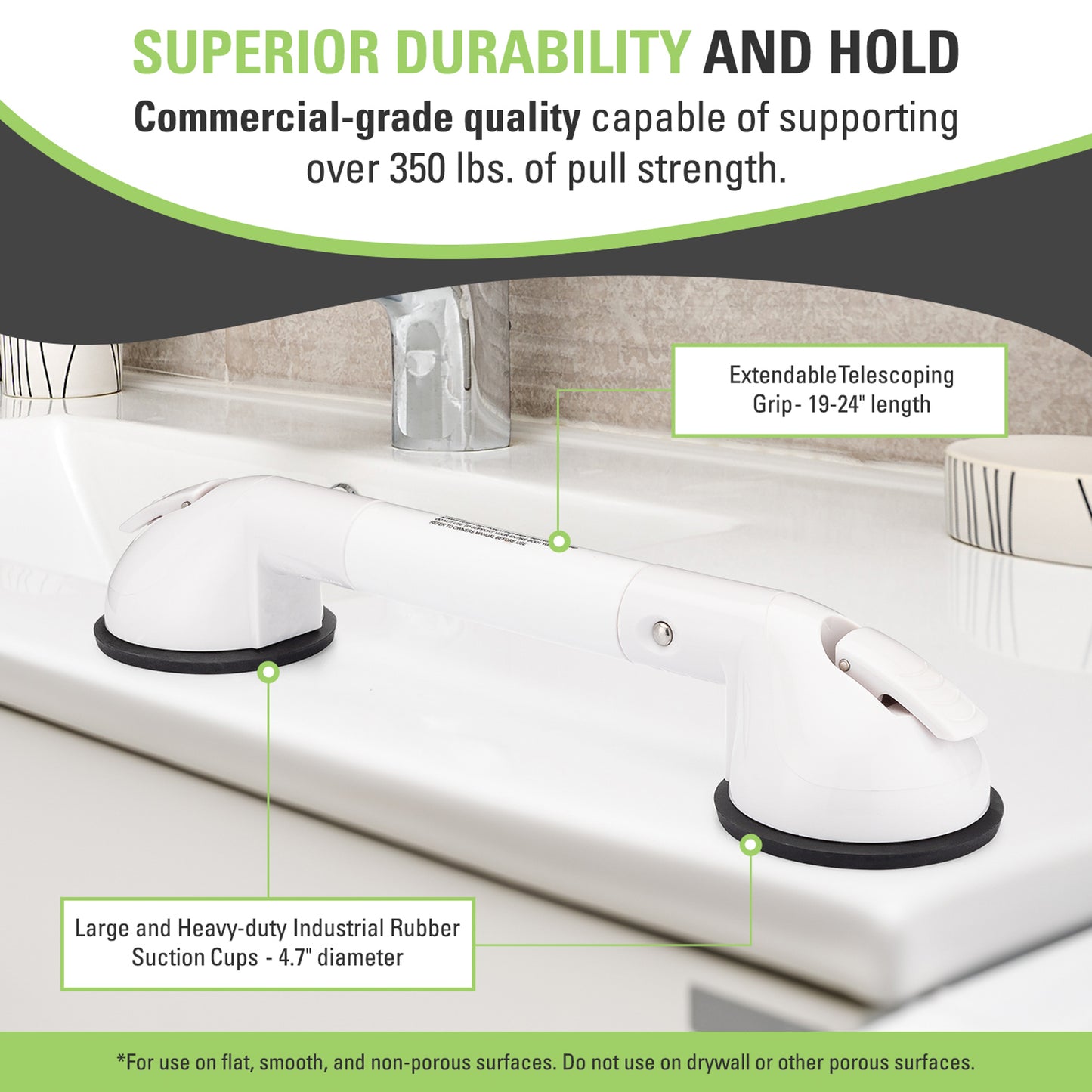 Telescoping Portable Suction Grab Bar
