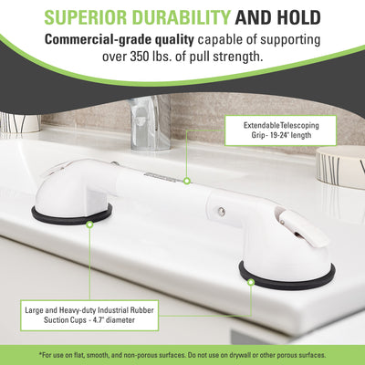 Locking suction cups creating secure seal on smooth shower tile surface