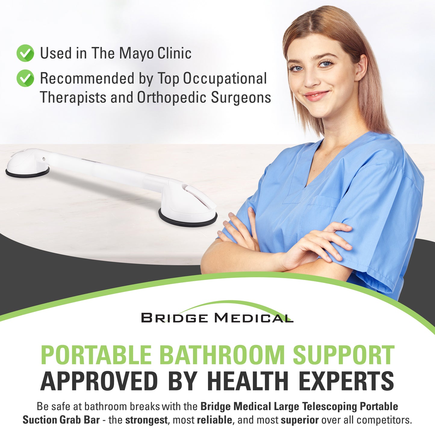 Telescoping Portable Suction Grab Bar